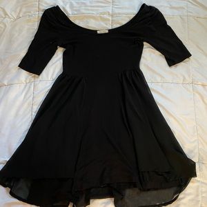 Black wide scoop neck dress